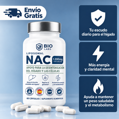 NAC Liposomal: apoyo para la desintoxicación del hígado y las células.