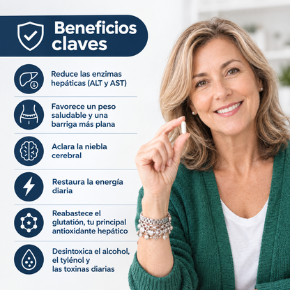 NAC Liposomal: apoyo para la desintoxicación del hígado y las células.